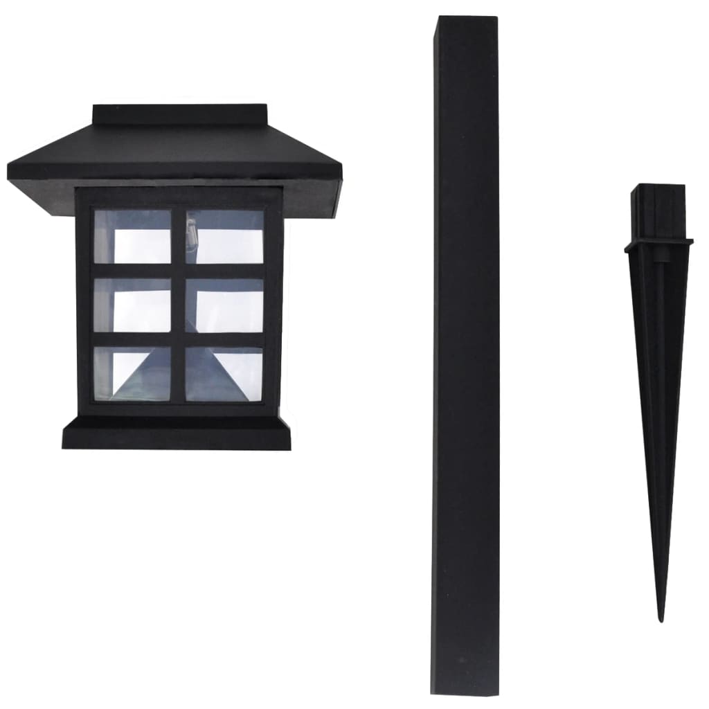 12 Lauko LED Šviestuvų su Saulės Elementais ir Įvarais 8,6x8,6x38 cm - testbyjd