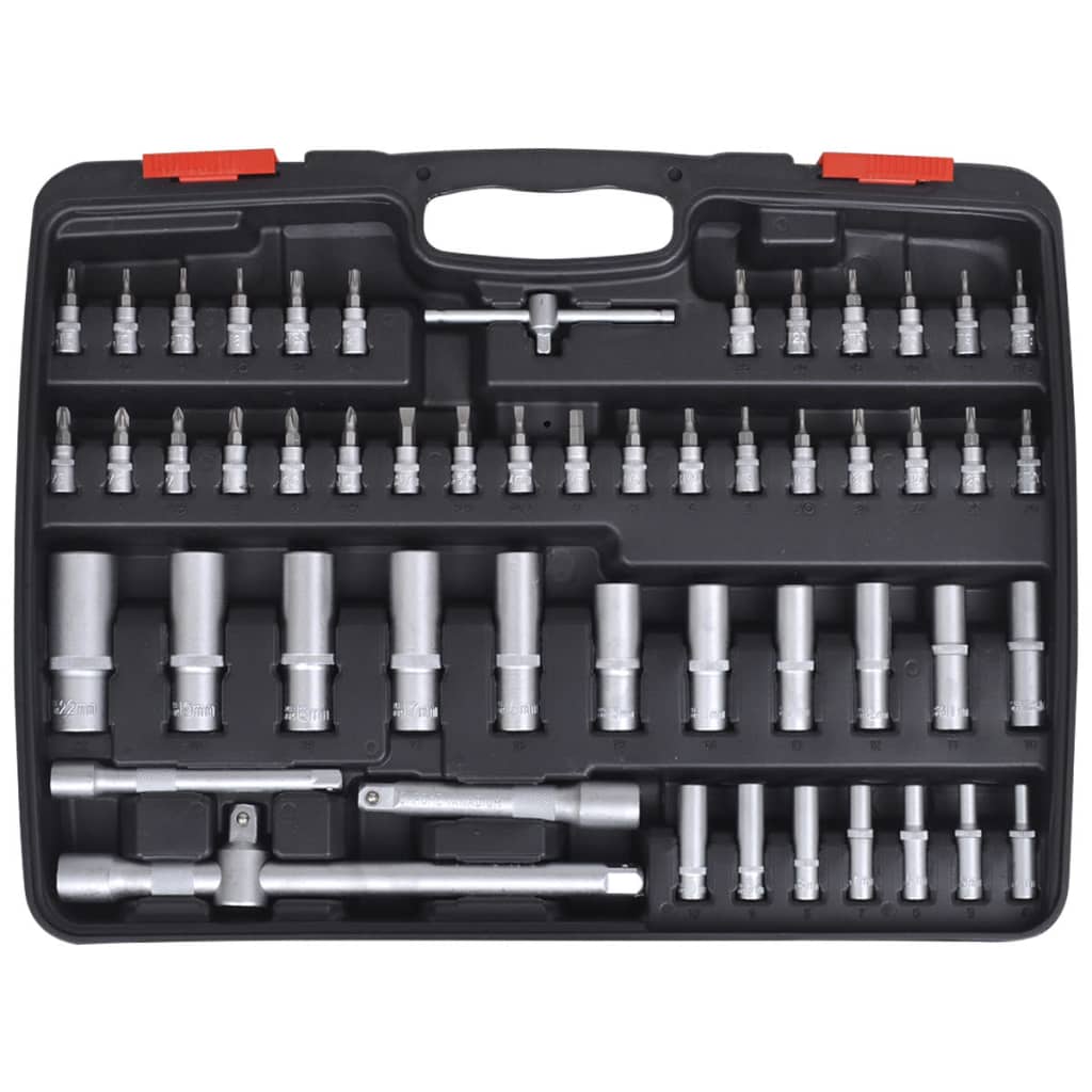 193 d. Rinkinys 1/4" & 3/8" & 1/2" Terkšlinis Raktas su Galvutėmis - testbyjd