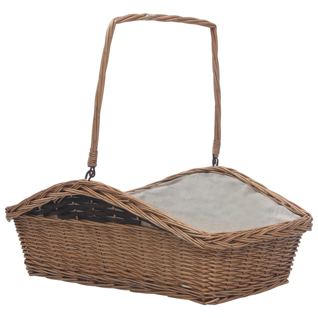 286989 Firewood Basket with Handle 61,5x46,5x58 cm Brown Willow - testbyjd