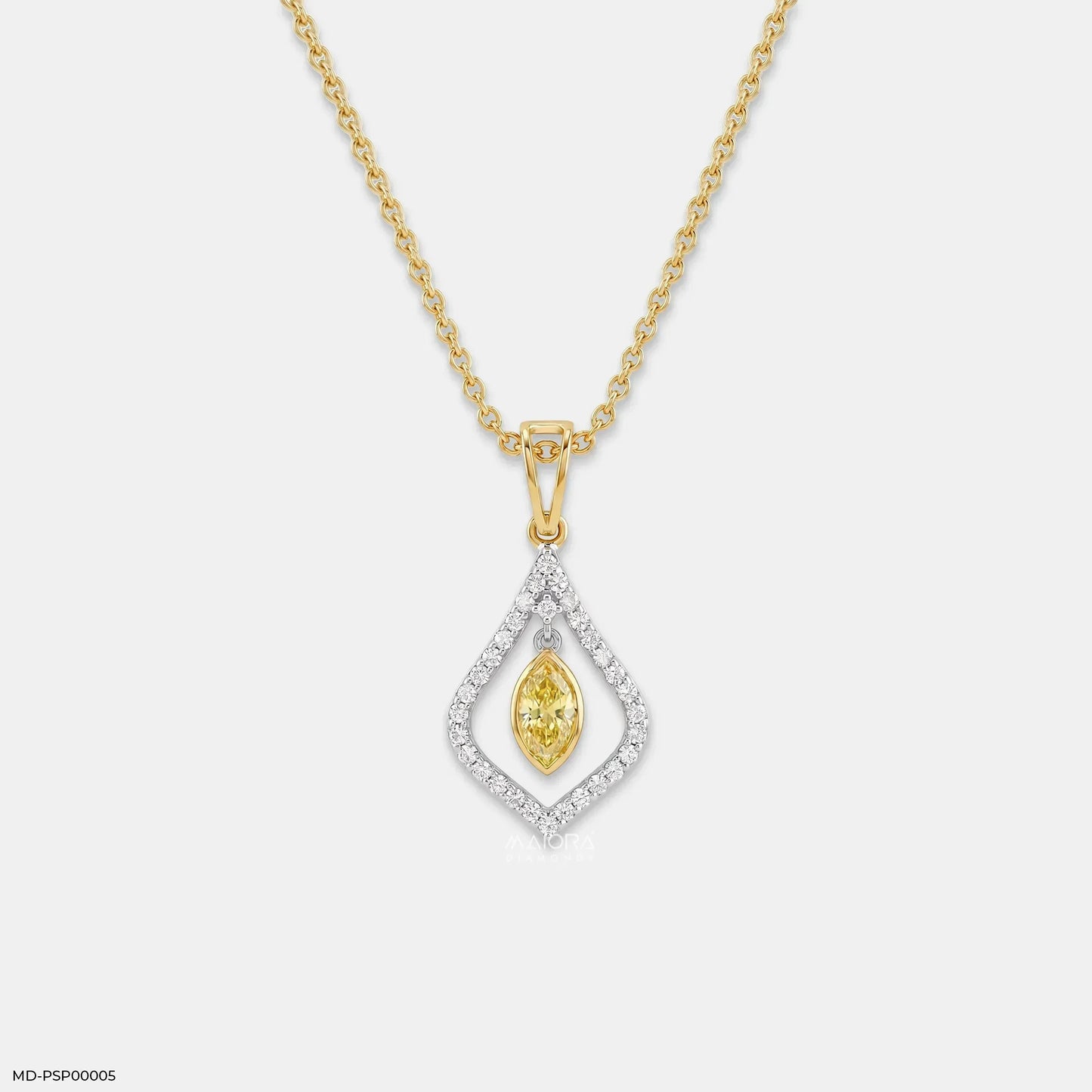 0.65 Carat Dual Shade Yellow Color Diamond Pendant