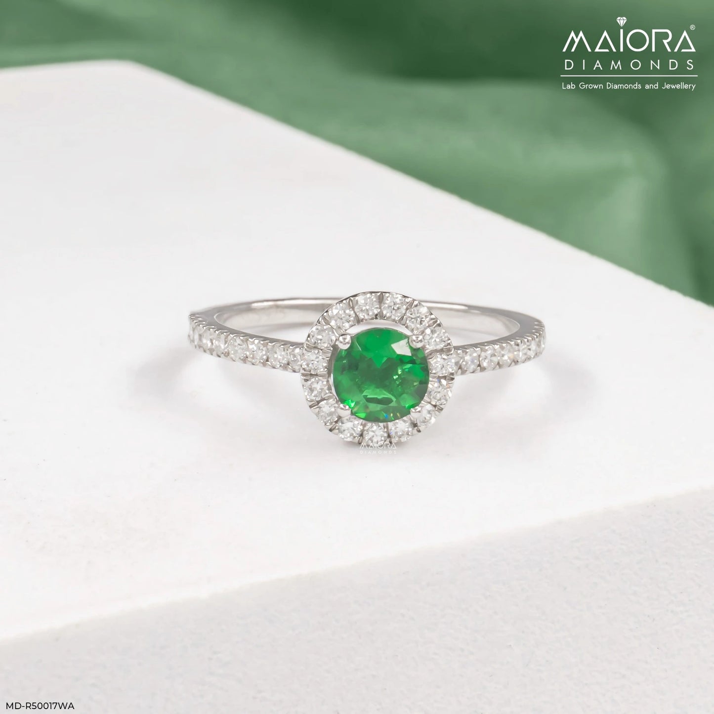 Emerald Bloom Halo Lab Diamond Ring