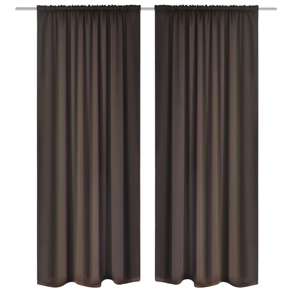 130372 2 pcs Brown Slot-Headed Blackout Curtains 135 x 245 cm - testbyjd