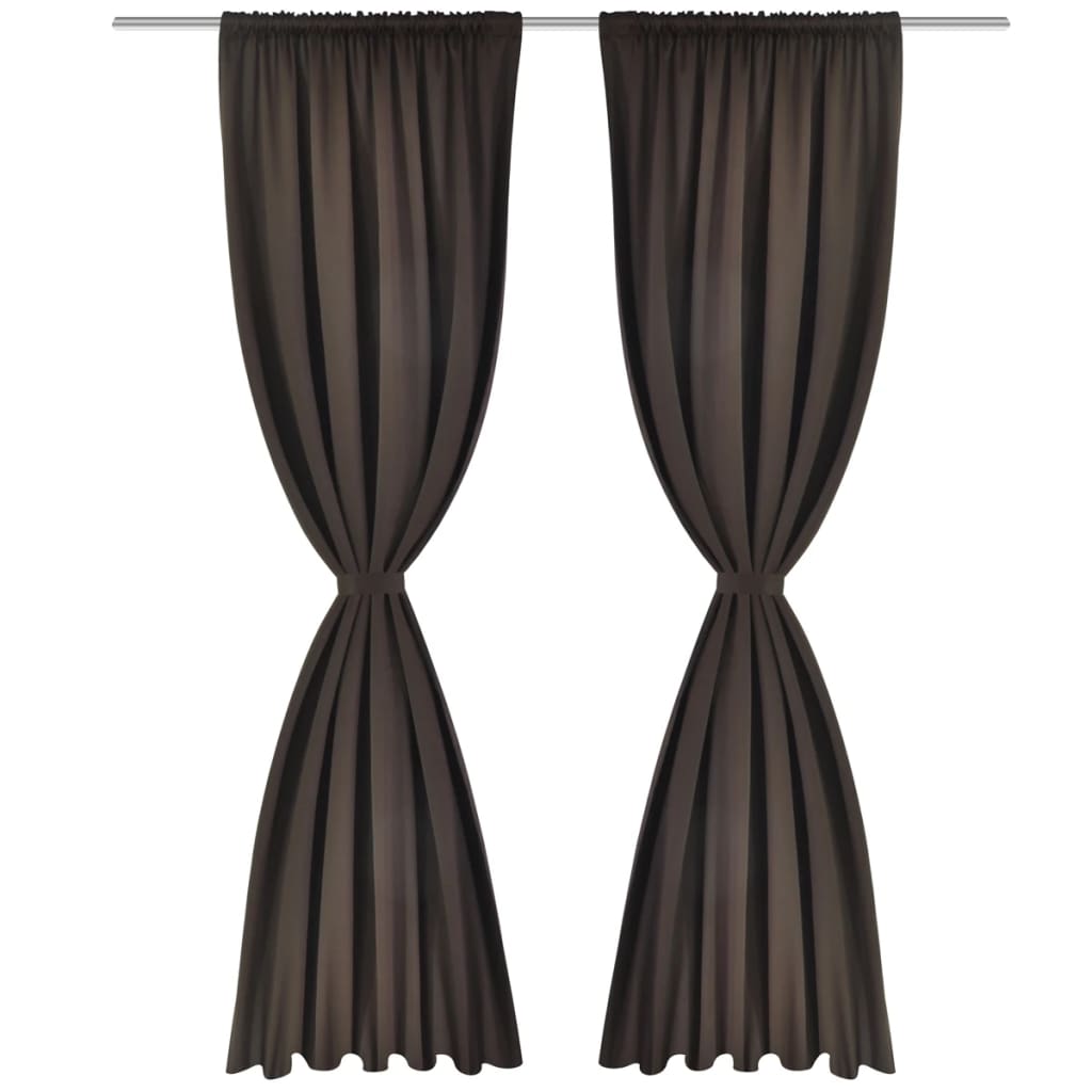130372 2 pcs Brown Slot-Headed Blackout Curtains 135 x 245 cm - testbyjd