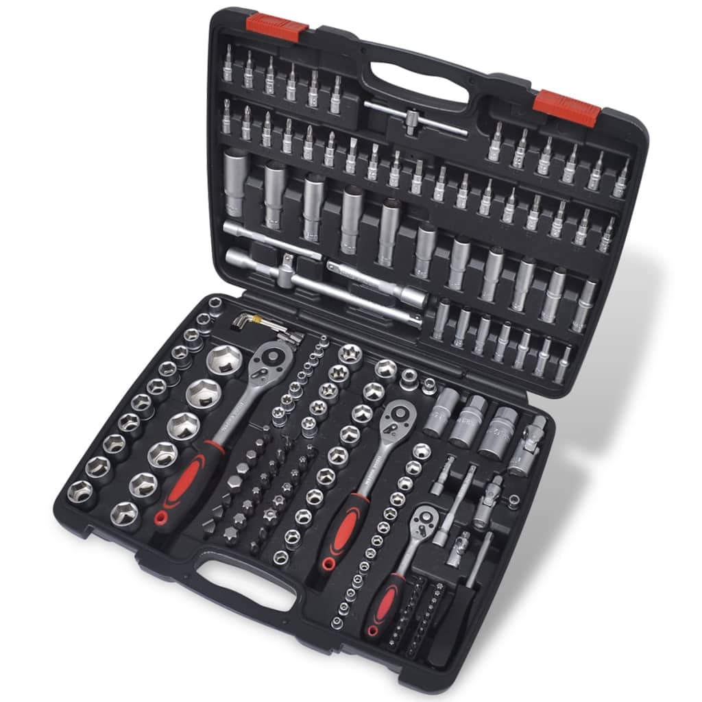 193 d. Rinkinys 1/4" & 3/8" & 1/2" Terkšlinis Raktas su Galvutėmis - testbyjd