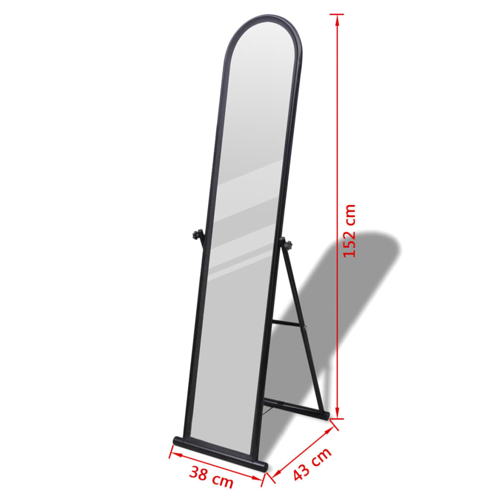 240579 Free Standing Floor Mirror Full Length Rectangular Black - testbyjd