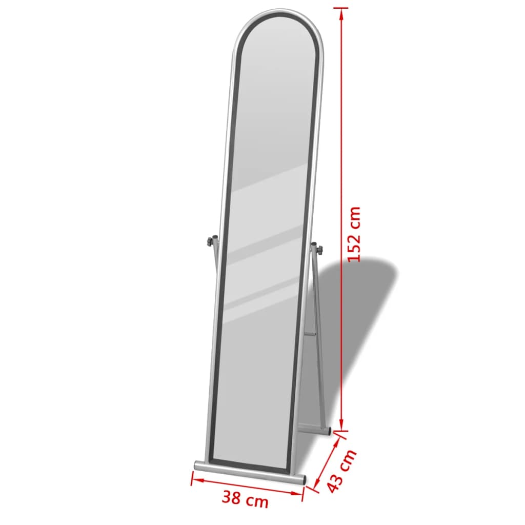 240580 Free Standing Floor Mirror Full Length Rectangular Grey - testbyjd