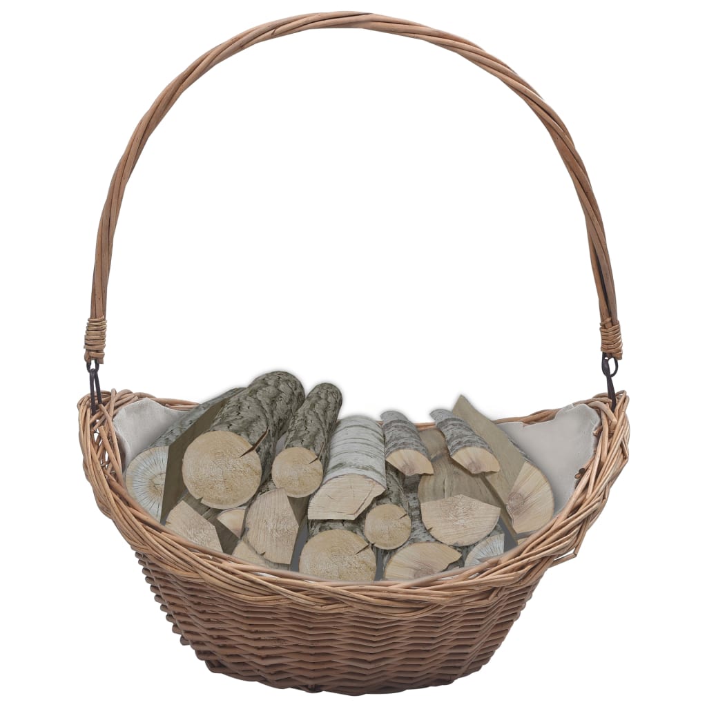 286987 Firewood Basket with Handle 57x46,5x52 cm Brown Willow - testbyjd