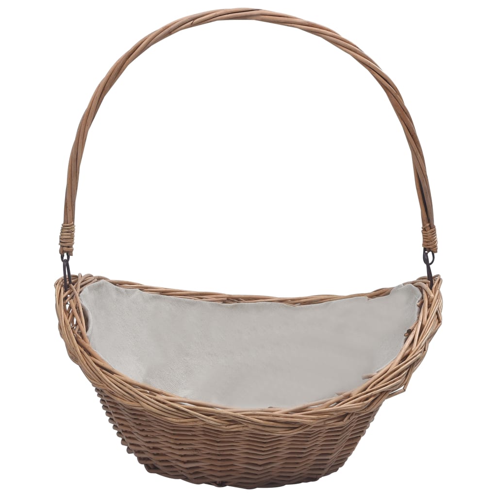286987 Firewood Basket with Handle 57x46,5x52 cm Brown Willow - testbyjd