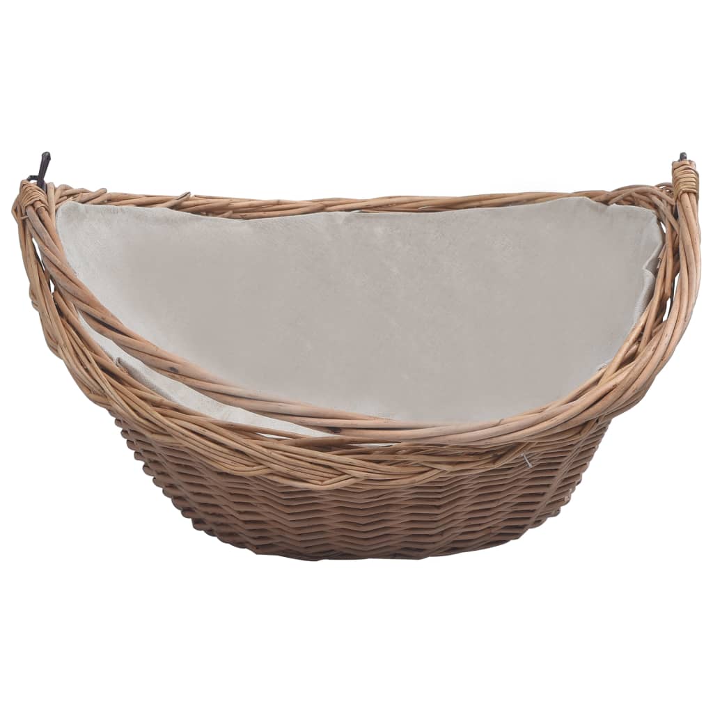 286987 Firewood Basket with Handle 57x46,5x52 cm Brown Willow - testbyjd