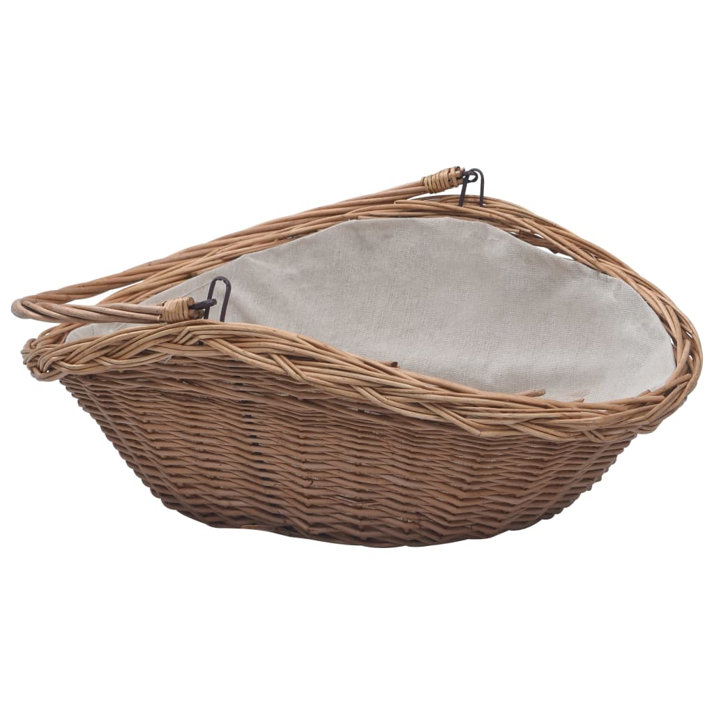 286987 Firewood Basket with Handle 57x46,5x52 cm Brown Willow - testbyjd