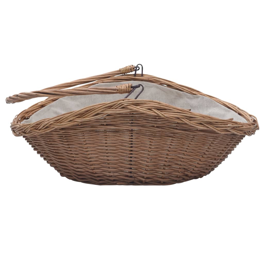 286987 Firewood Basket with Handle 57x46,5x52 cm Brown Willow - testbyjd