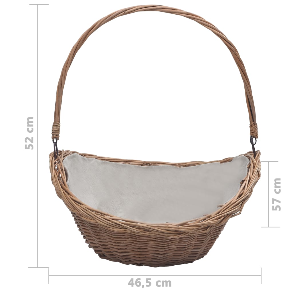 286987 Firewood Basket with Handle 57x46,5x52 cm Brown Willow - testbyjd