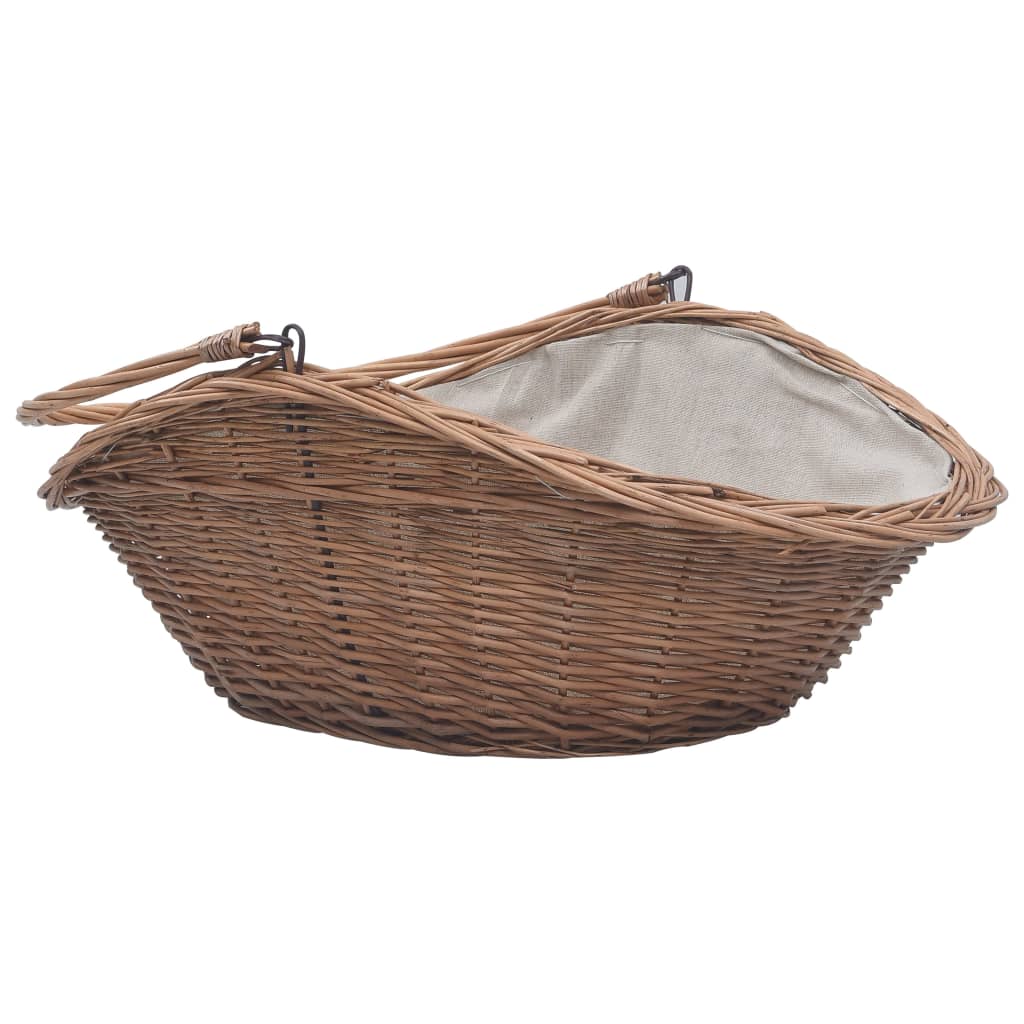 286988 Firewood Basket with Handle 60x44x55 cm Natural Willow - testbyjd