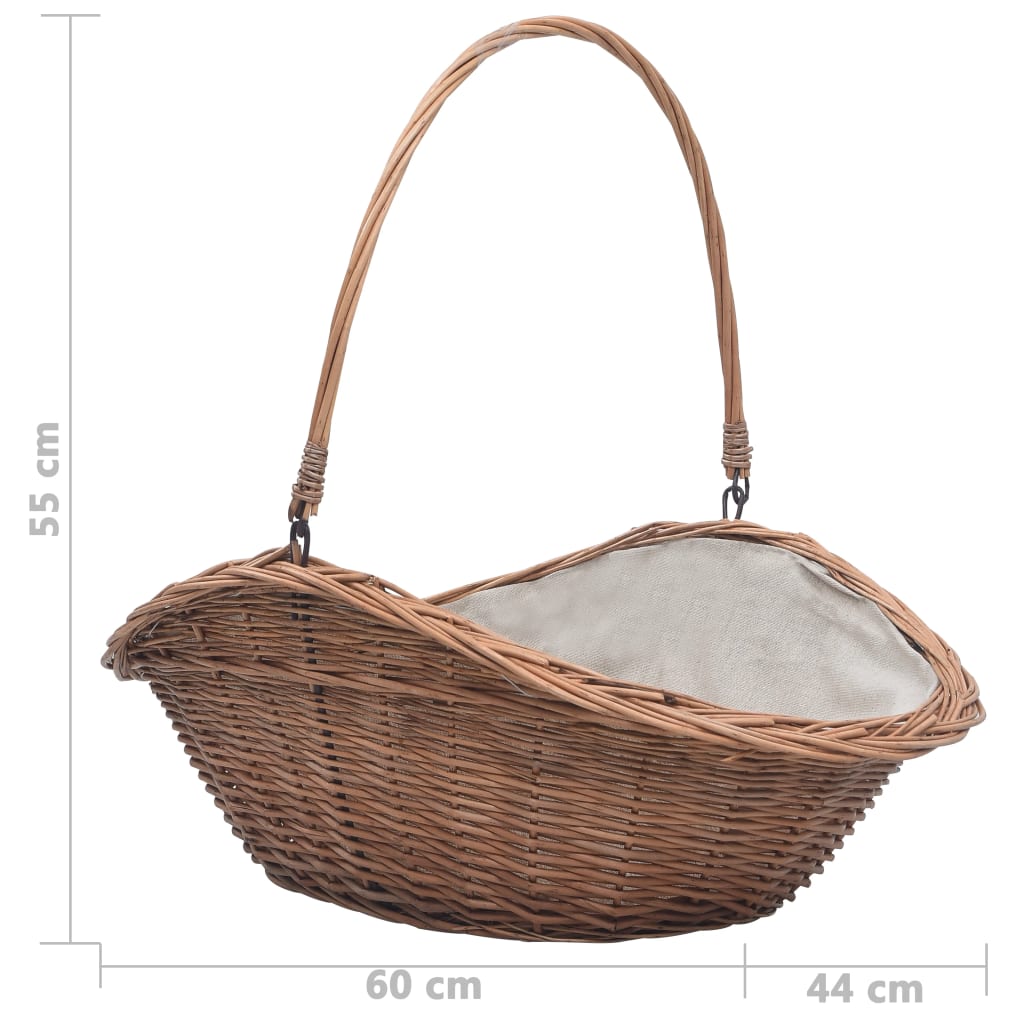 286988 Firewood Basket with Handle 60x44x55 cm Natural Willow - testbyjd