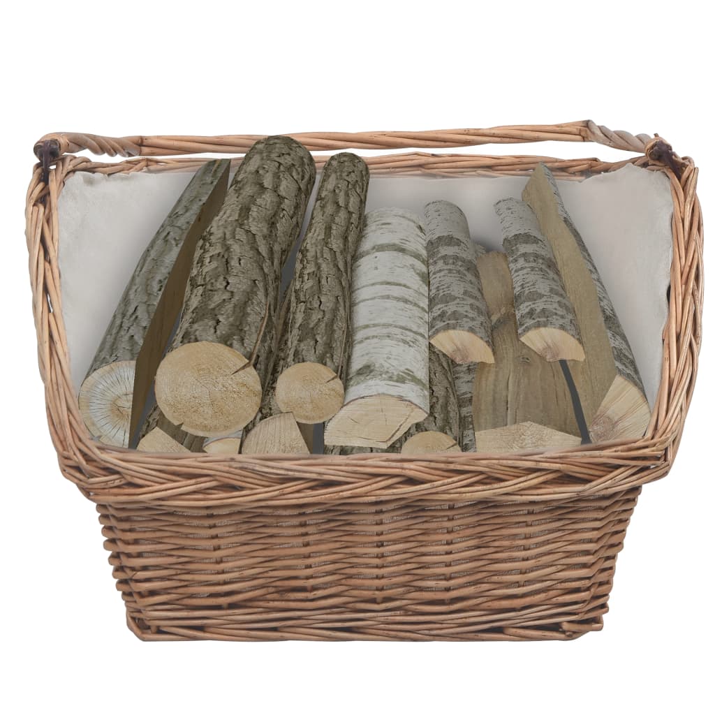 286989 Firewood Basket with Handle 61,5x46,5x58 cm Brown Willow - testbyjd
