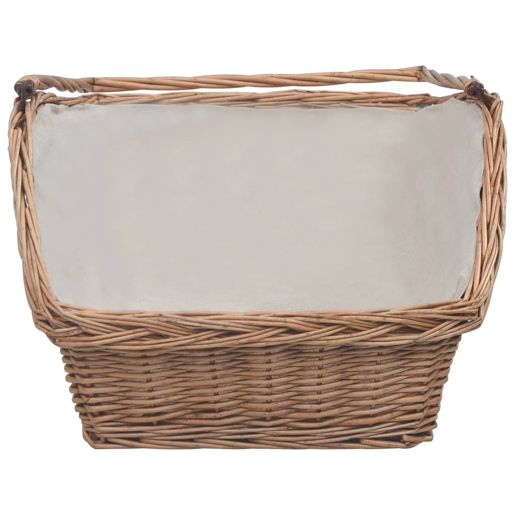 286989 Firewood Basket with Handle 61,5x46,5x58 cm Brown Willow - testbyjd