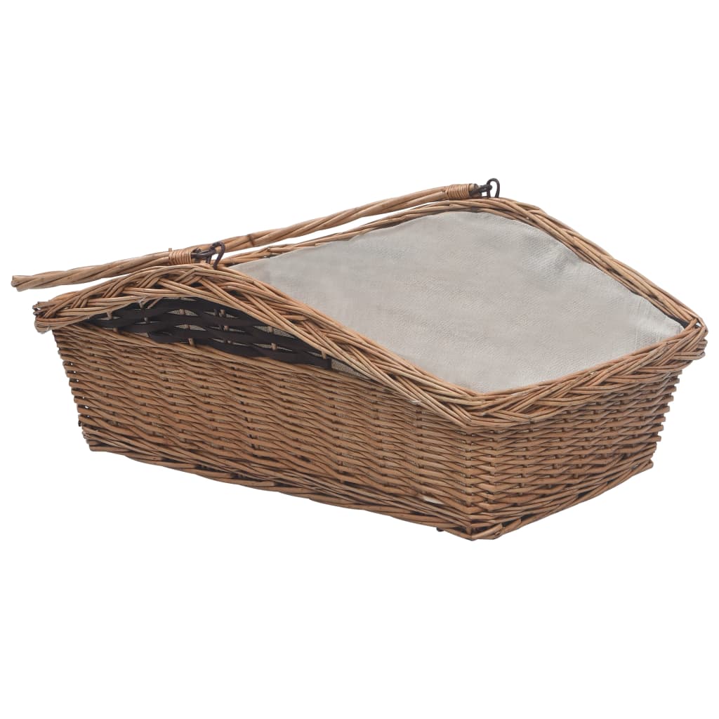 286989 Firewood Basket with Handle 61,5x46,5x58 cm Brown Willow - testbyjd