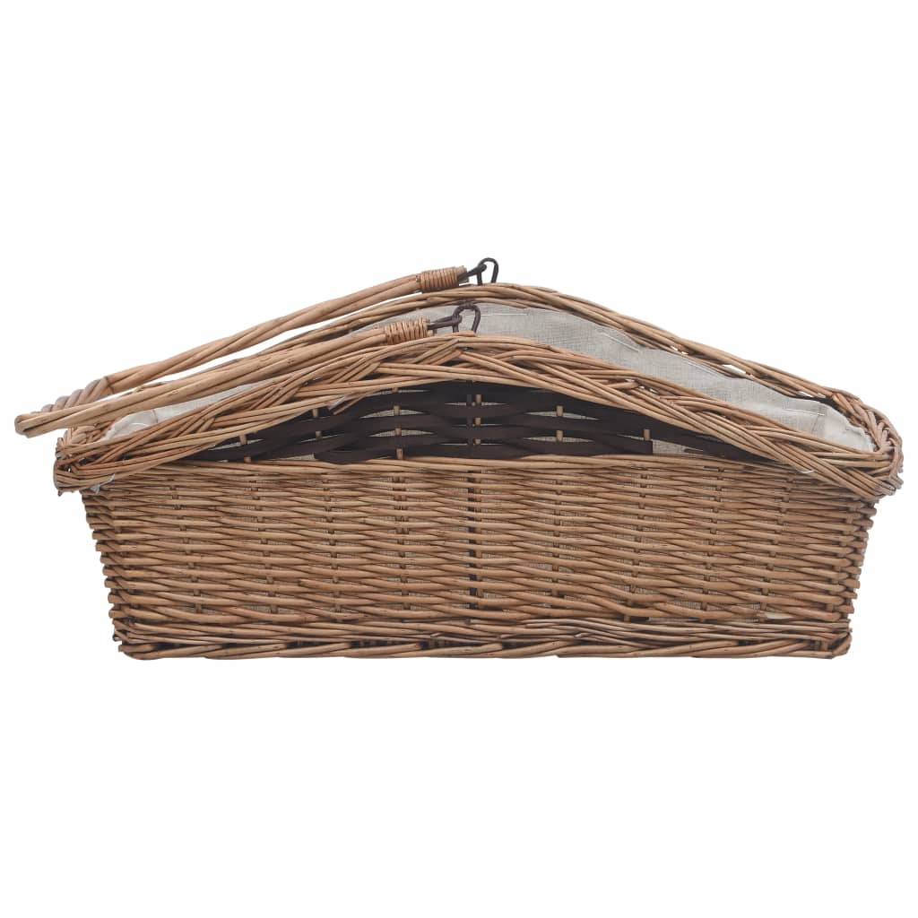 286989 Firewood Basket with Handle 61,5x46,5x58 cm Brown Willow - testbyjd