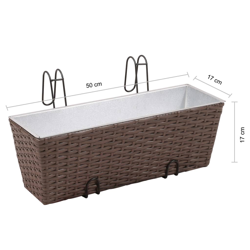 2 Rudi Trapecijos Formos Dekoratyviniai Vazonai Balkonui, 50 cm - testbyjd