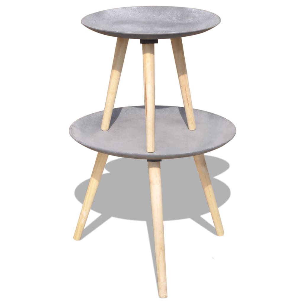 2 d. Kavos staliukų komplektas, 55 cm&44 cm, betono pilka sp. - testbyjd