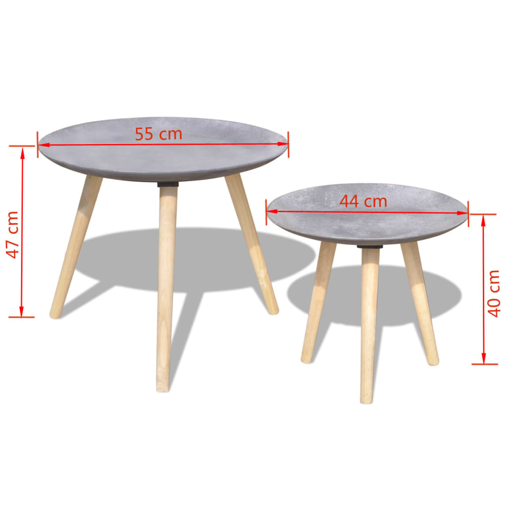 2 d. Kavos staliukų komplektas, 55 cm&44 cm, betono pilka sp. - testbyjd