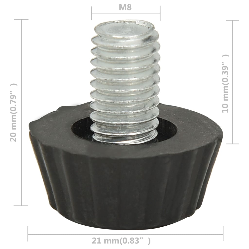 315594 Adjustable Furniture Feet M8 18 pcs Black - testbyjd