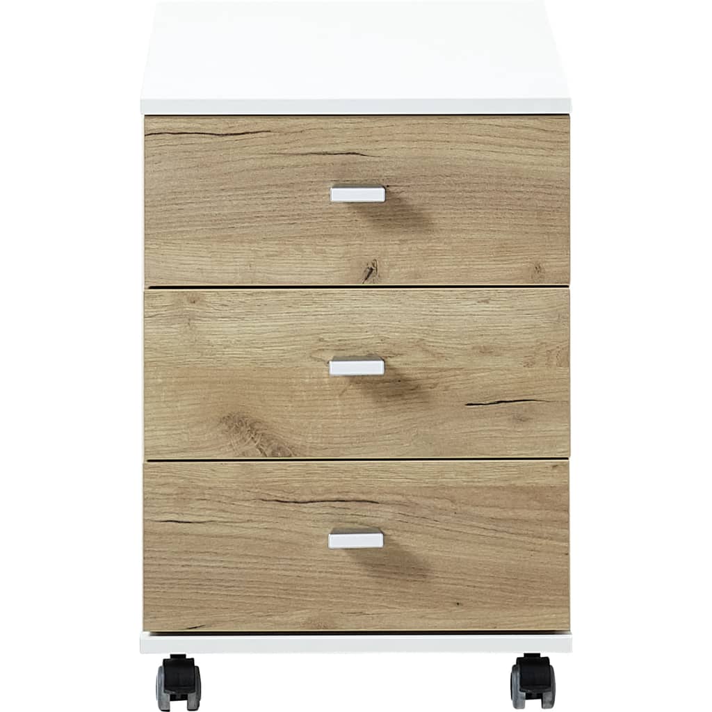426459 Germania Rolling Filing Cabinet "Altino" 40x48,9x56,9 cm Navarra-oak and White - testbyjd
