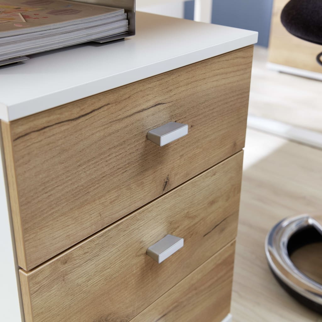 426459 Germania Rolling Filing Cabinet "Altino" 40x48,9x56,9 cm Navarra-oak and White - testbyjd