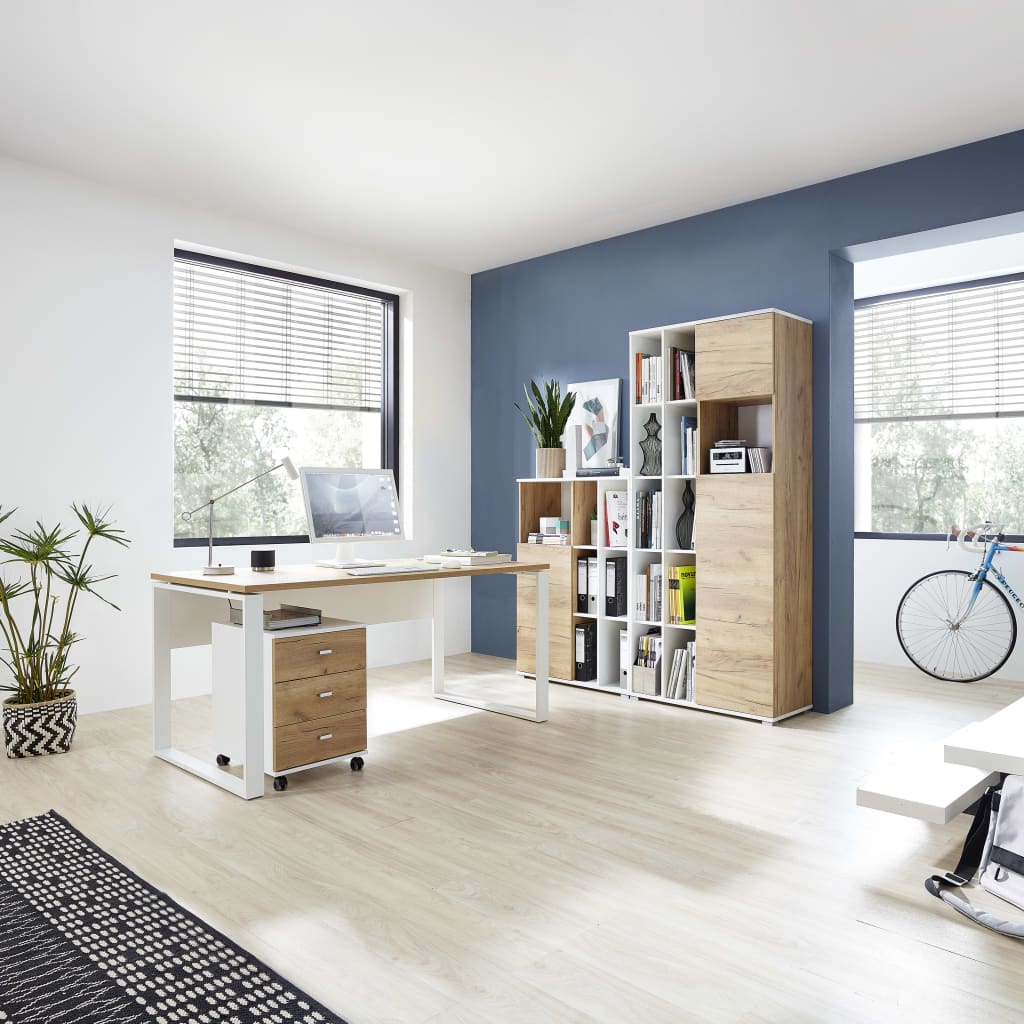 426459 Germania Rolling Filing Cabinet "Altino" 40x48,9x56,9 cm Navarra-oak and White - testbyjd