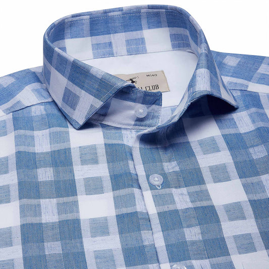 Blissful Blue & White Check Shirt for men