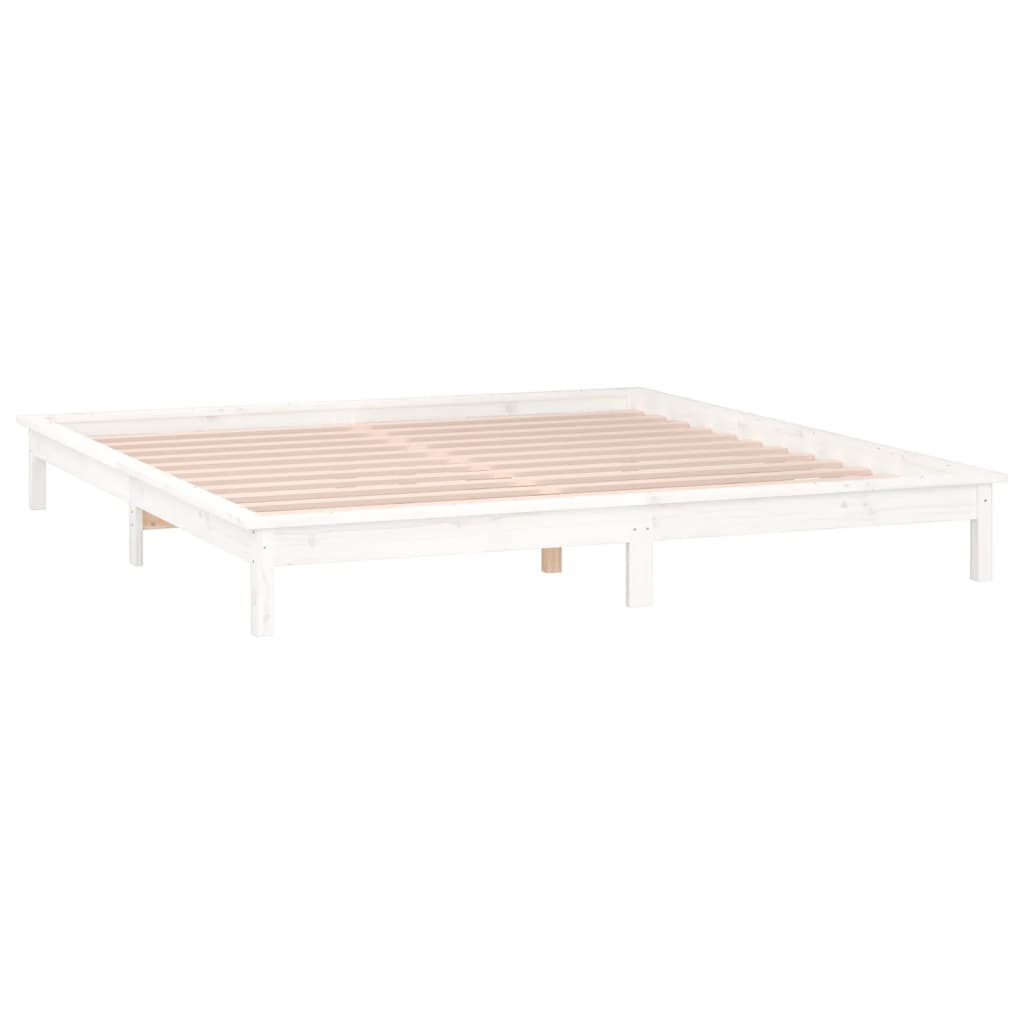 Lovos rėmas su LED, baltas, 150x200cm, mediena, didelis