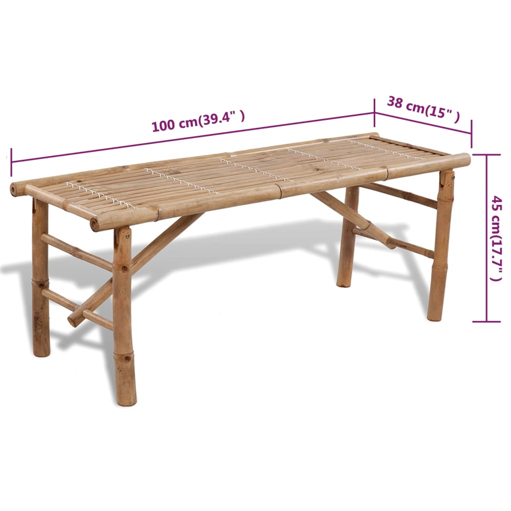 Alaus stalas su 2 suoliukais, 100cm, bambuko mediena - testbyjd