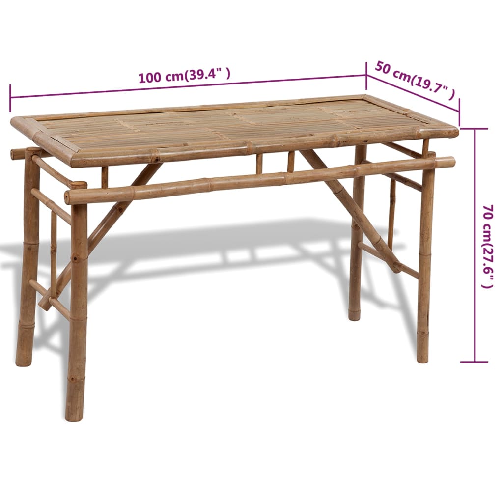 Alaus stalas su 2 suoliukais, 100cm, bambuko mediena - testbyjd