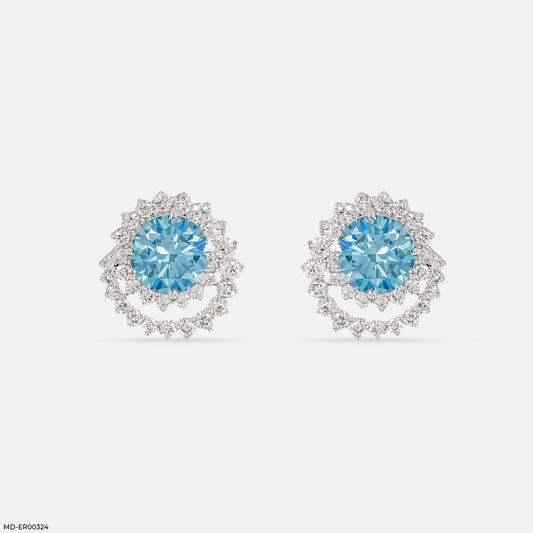 4.15 Carat Celestial Blue Bloom Lab Diamond Studs