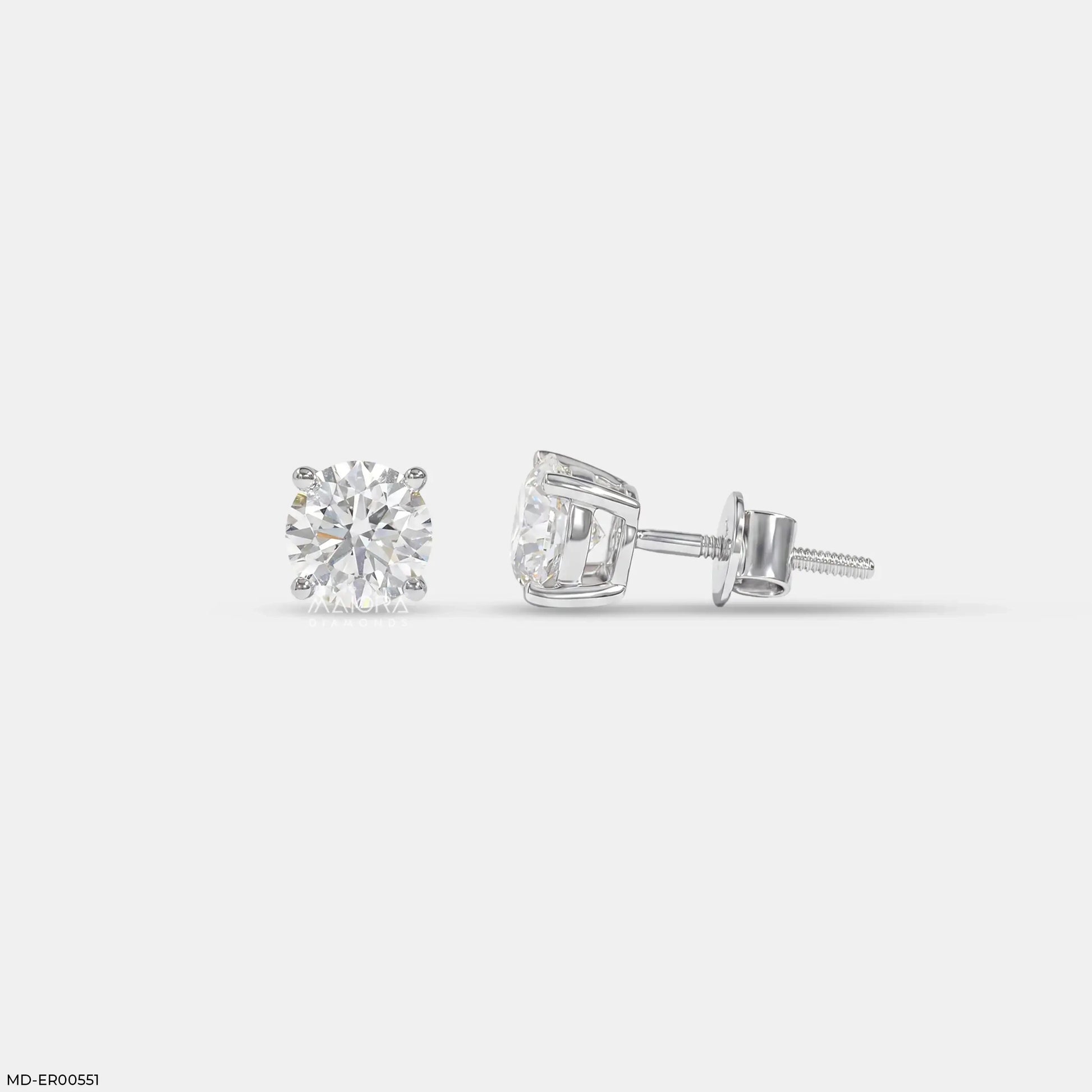 0.95 Carat Solo Solitaire Round Lab Diamond Studs Earrings