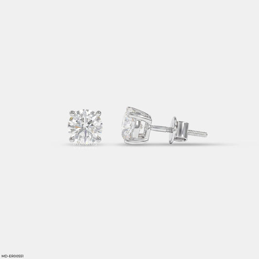 0.95 Carat Solo Solitaire Round Lab Diamond Studs Earrings