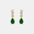 Rainy Emerald Drop Diamond Earrings