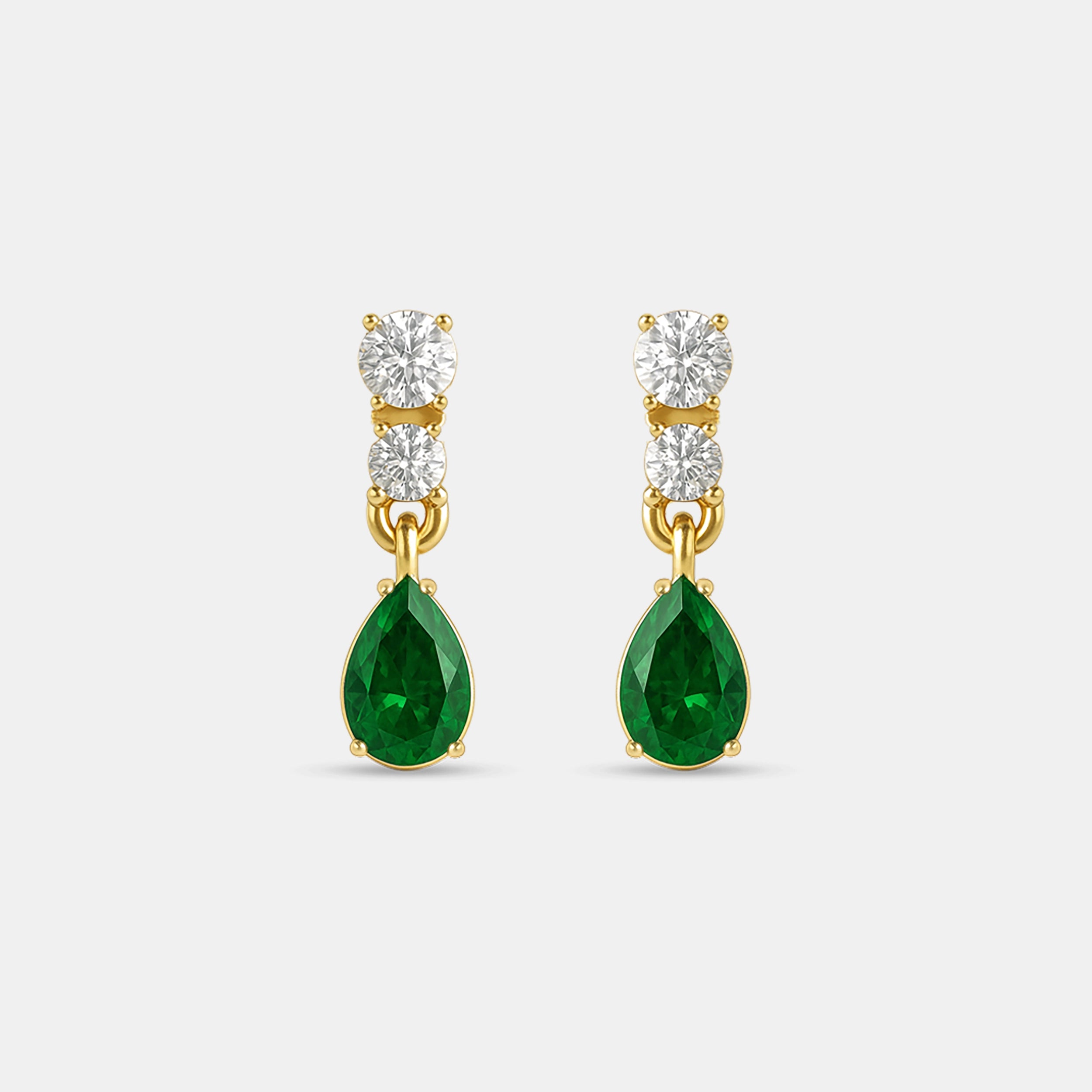 Rainy Emerald Drop Diamond Earrings