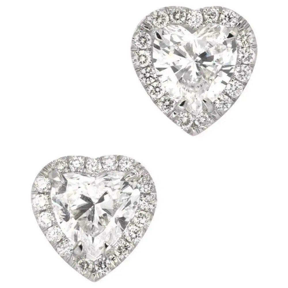 1.5 Carat Heart Halo Earrings