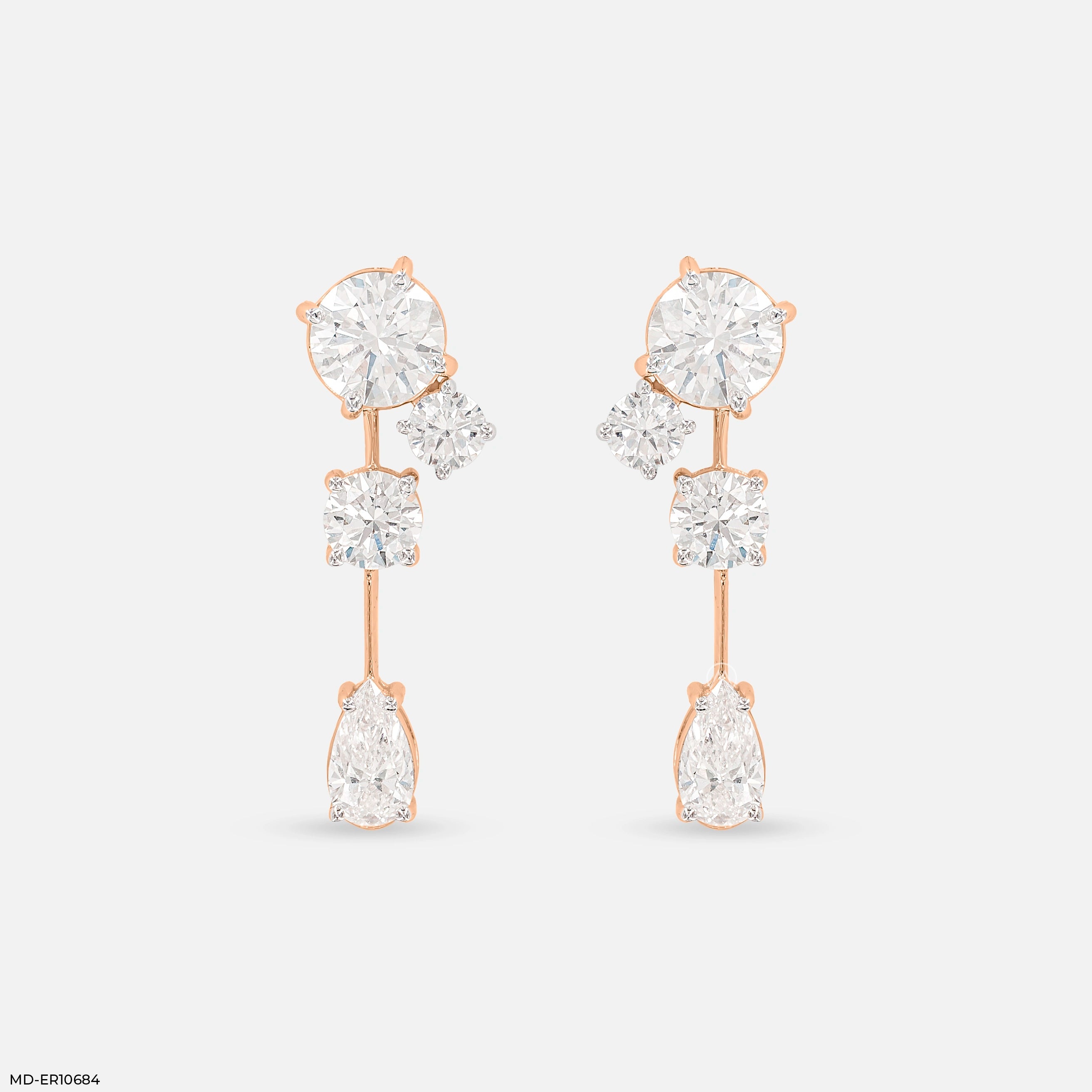 Shiny Round Drop Diamond Earrings
