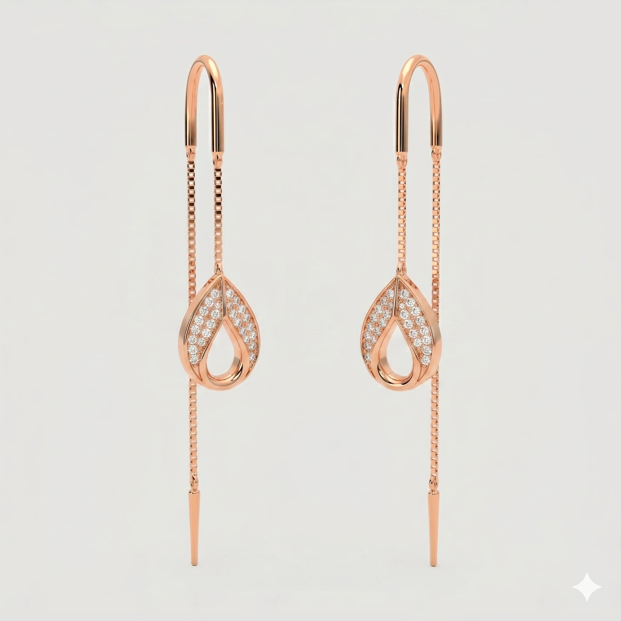 Petal Drop Sui Dhaga Diamond Earrings