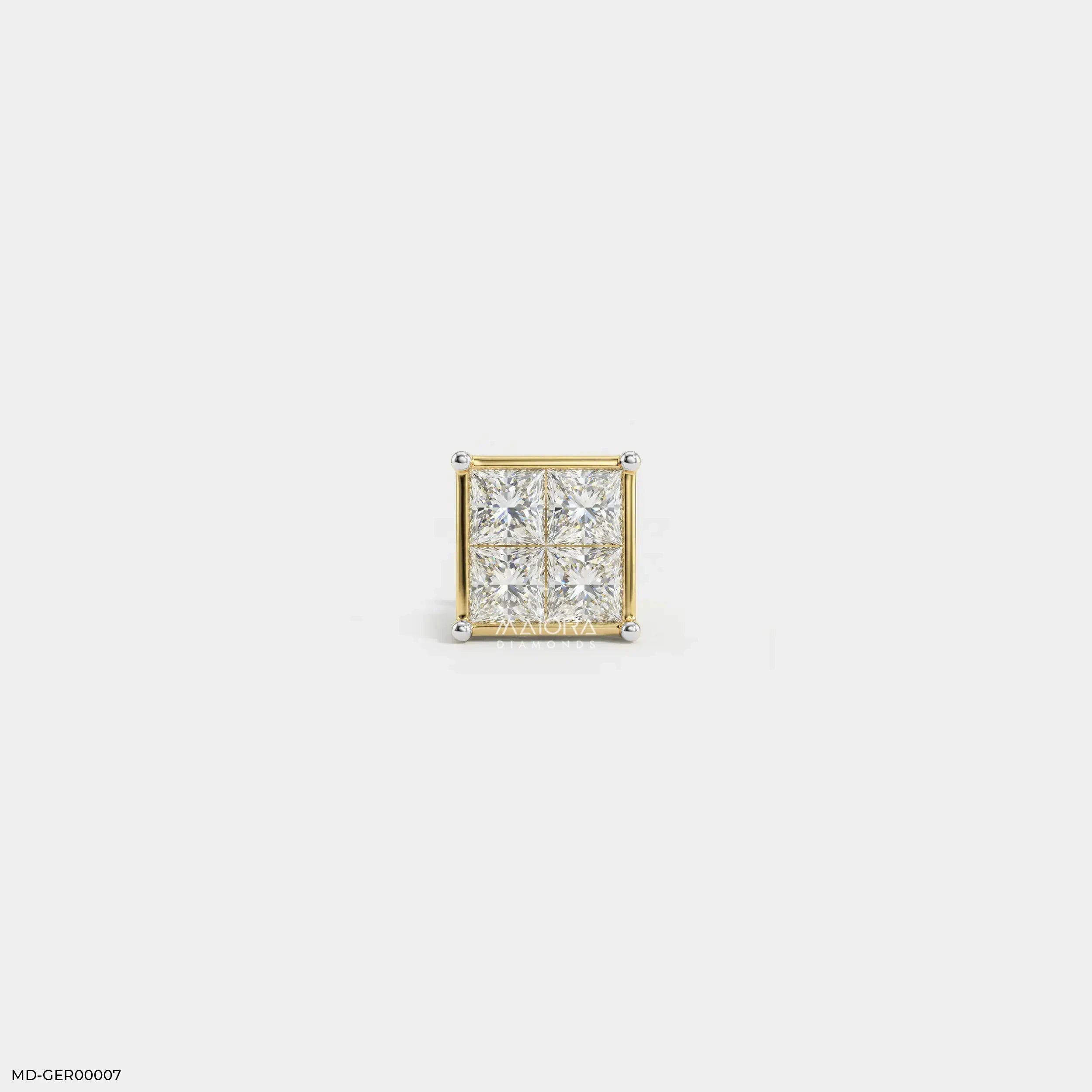 Quadra Princess Diamond Mens Stud Earring