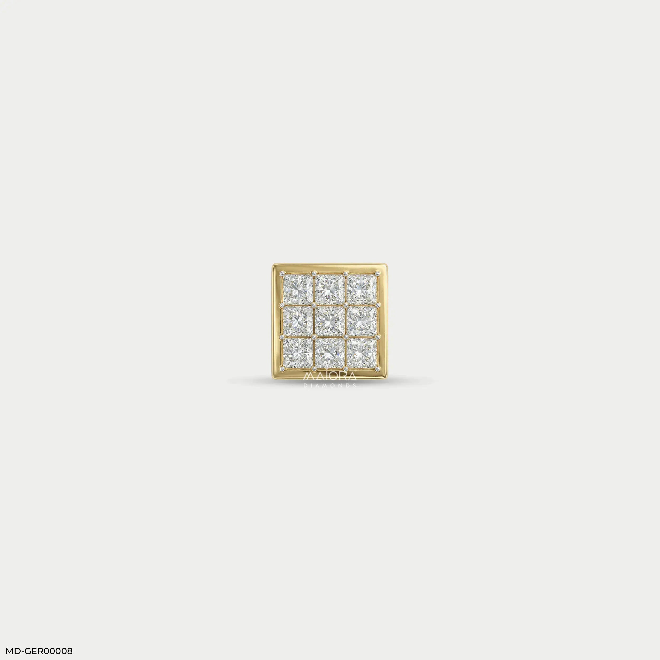 Isometric Brilliance Diamond Mens Stud Earring