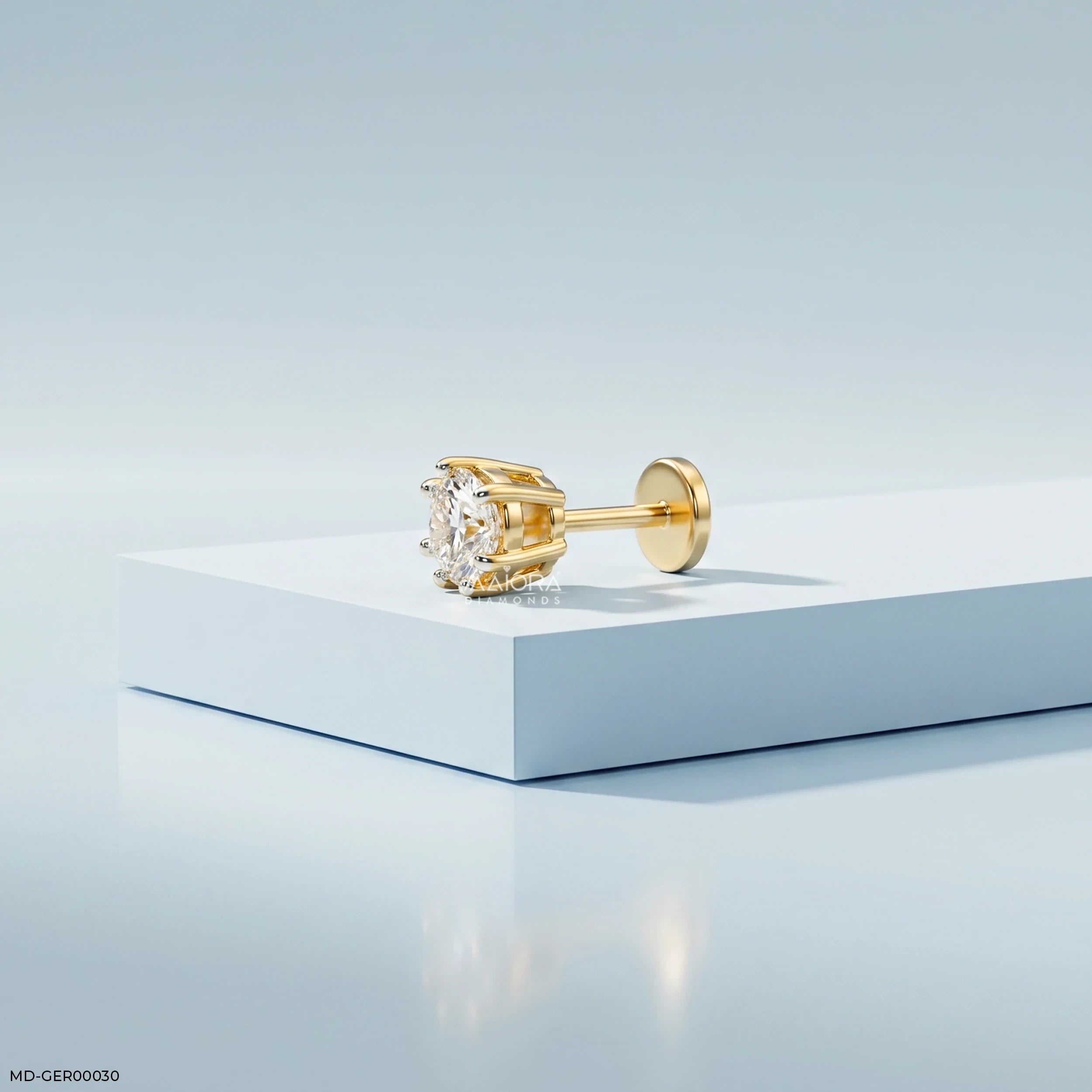 Monos Round Solitaire Mens Stud Diamond Earring