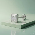 Finite Princess Solitaire Diamond Mens Stud Earring