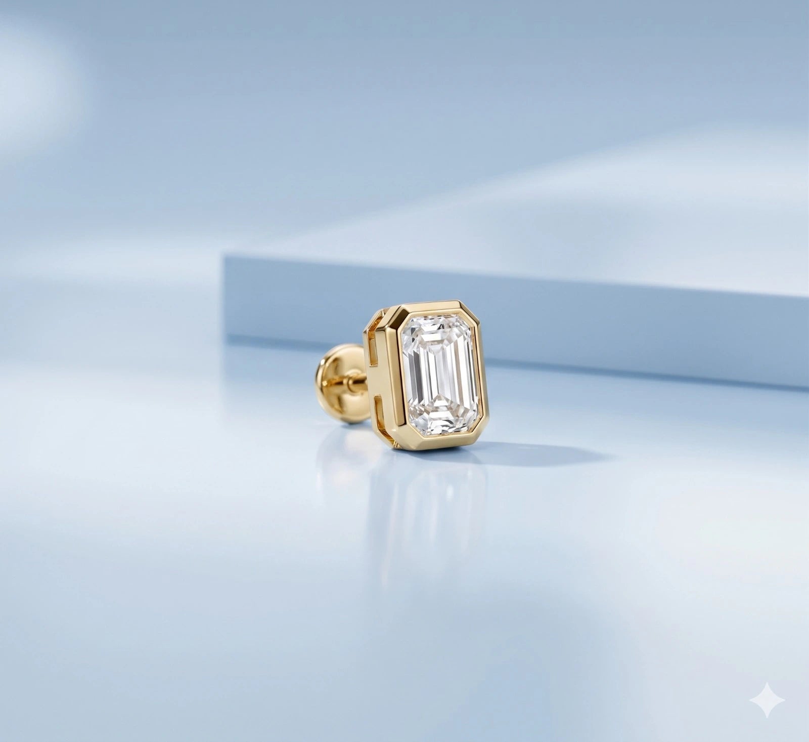 Regent Emerald Solitaire Mens Stud Earring