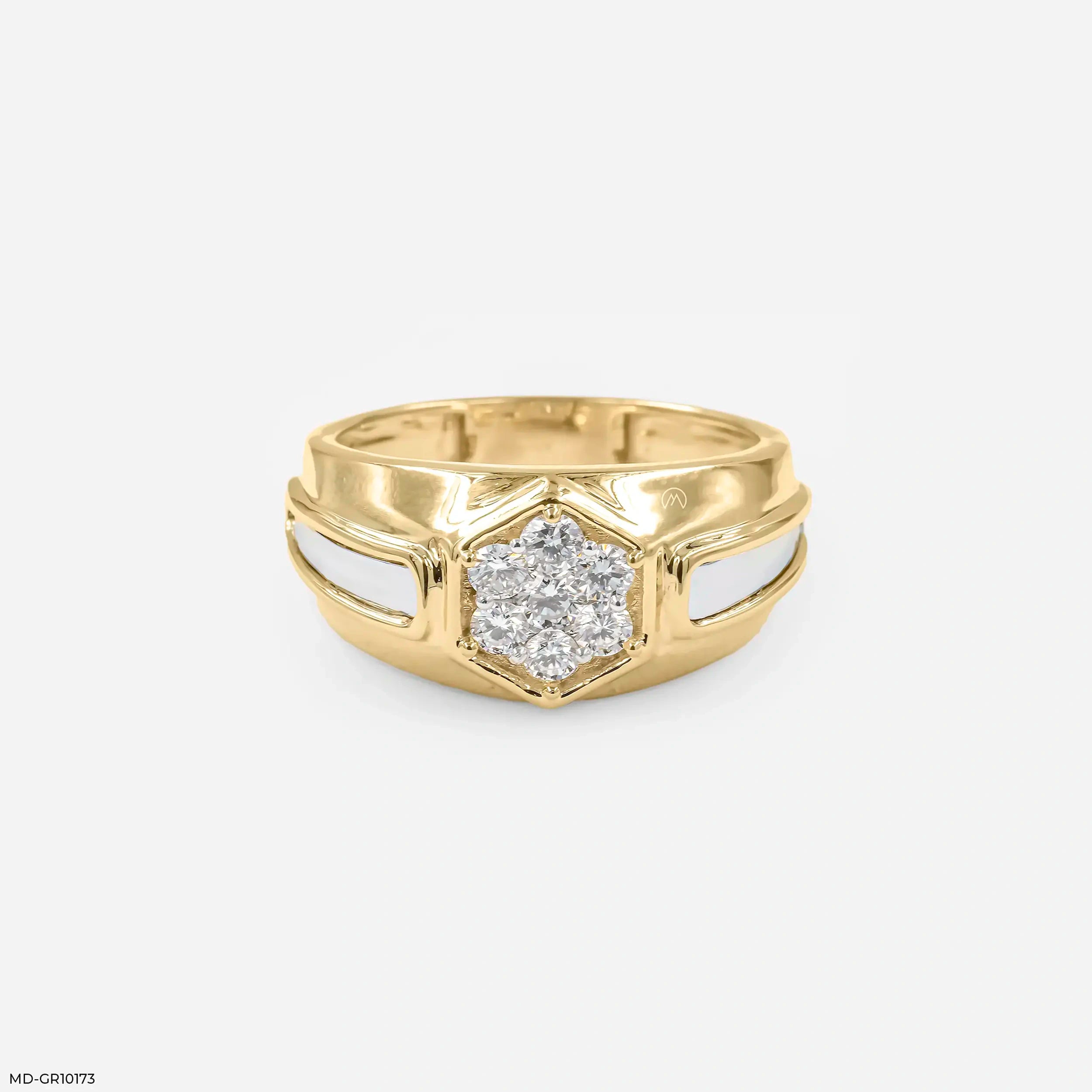 Hexagon Cluster Mens Diamond Ring