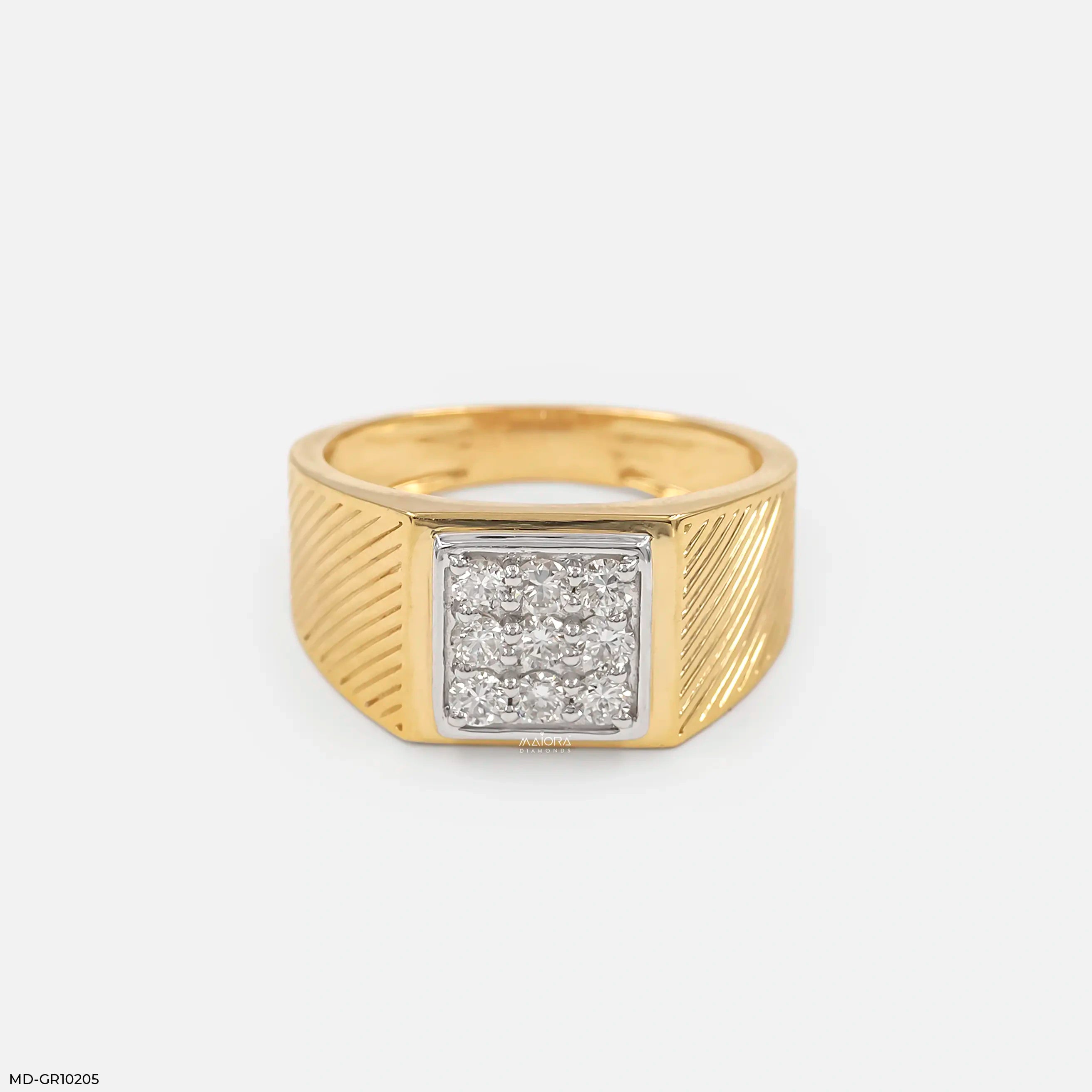 Gable Square Diamond Cluster Men Ring