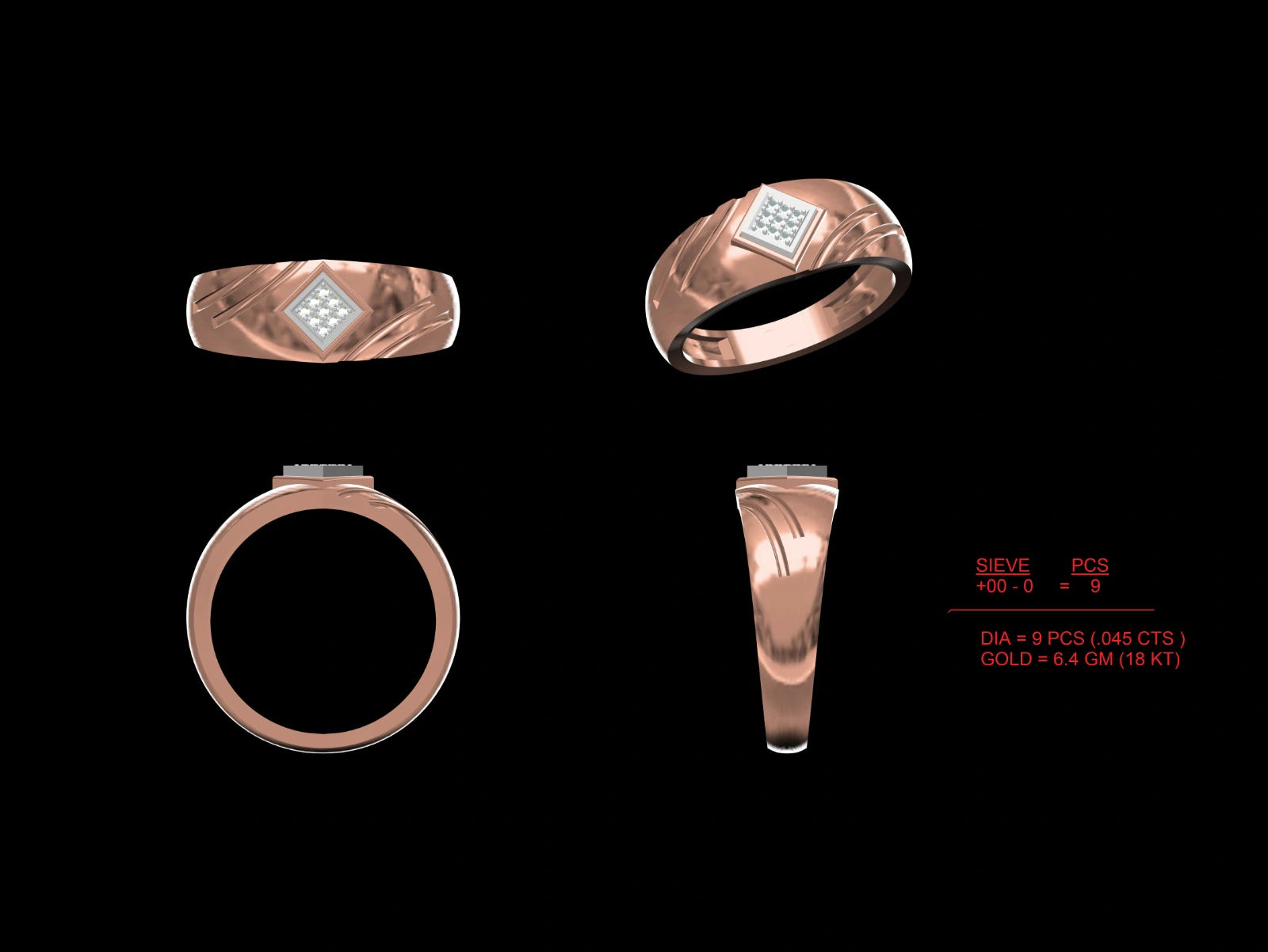 Internal Spark Mens Diamond Ring