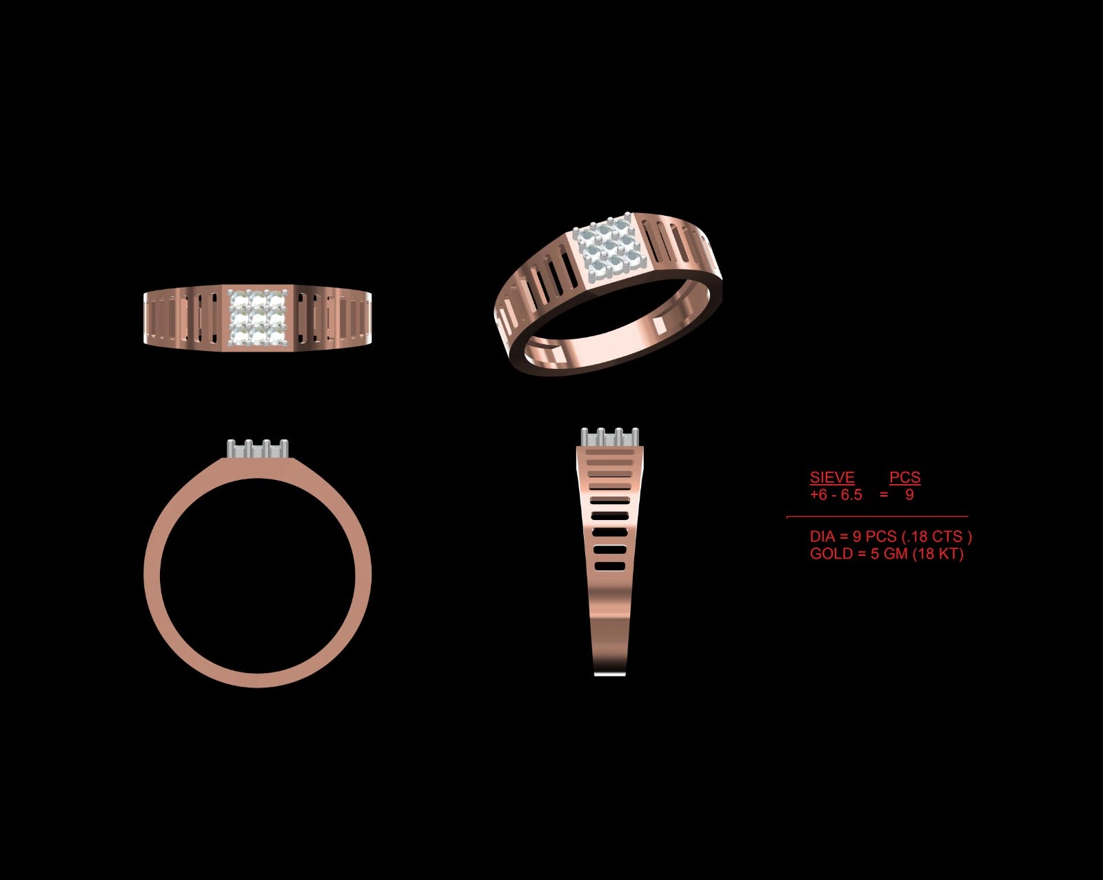 Linear Luxe Mens Diamond Ring
